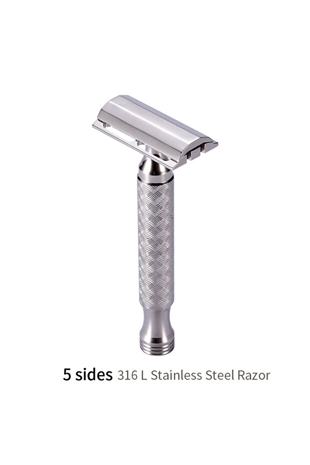 5 Sides CNC 316 L Stainless Steel Material Men Safety Double Edge Razor Shaving With Non-slip Handle
