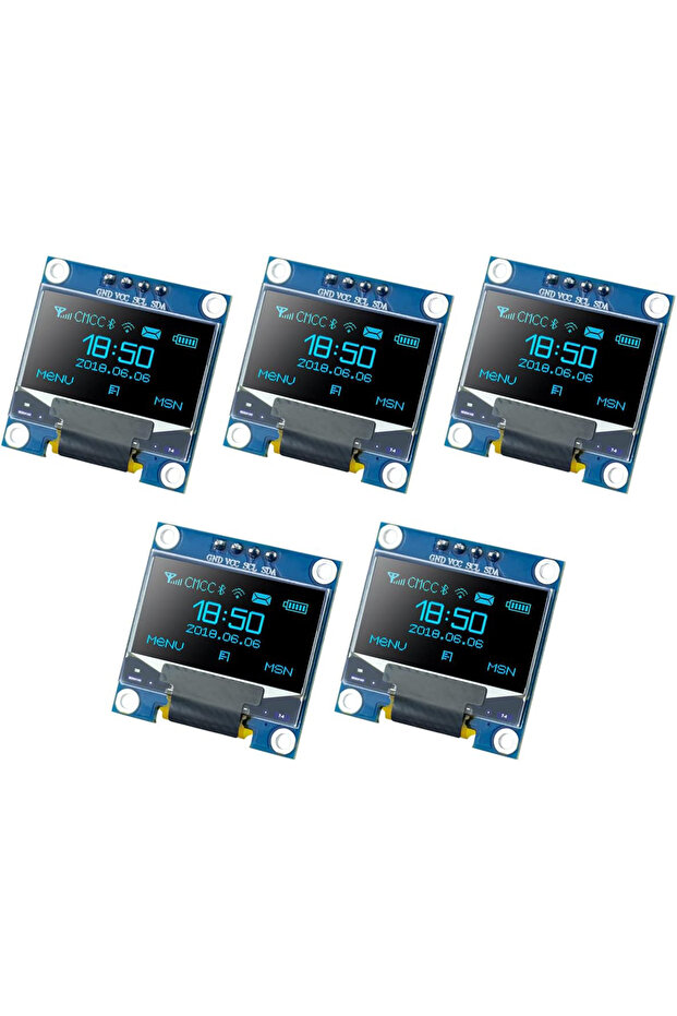 5 قطع زرقاء 5 قطع 0.96 بوصة OLED I2C IIC وحدة عرض 12864 128x64 بكسل SSD1306 Mini ذاتية الإضاءة