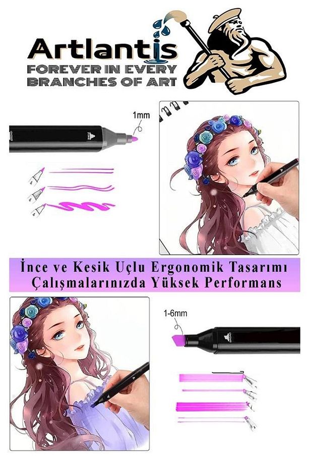 36 Adet Çift Taraflı Marker Kalem Çantalı 1 Paket 36 Renk Touch Markör Renklerin Aşkı Mandala Büyükl - 4