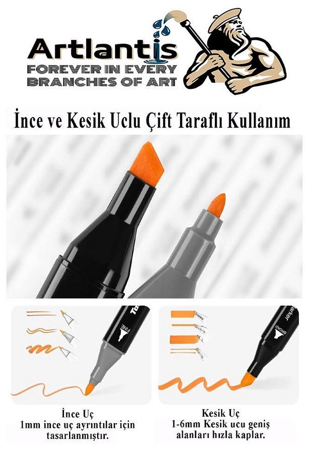 36 Adet Çift Taraflı Marker Kalem Çantalı 1 Paket 36 Renk Touch Markör Renklerin Aşkı Mandala Büyükl - 3