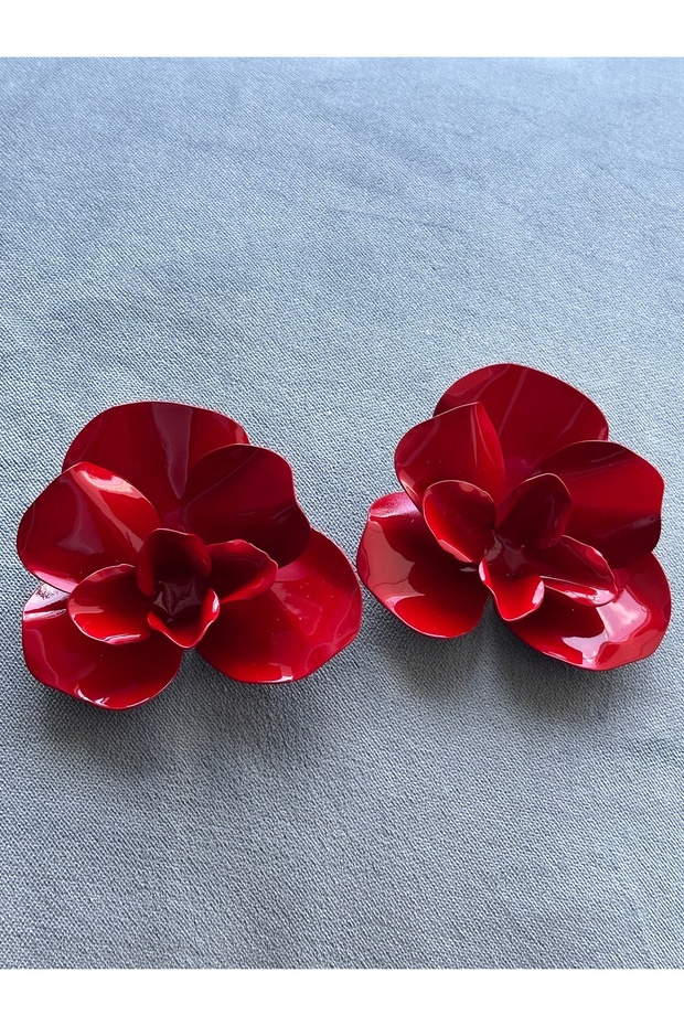 أقراط زهرة حمراء - 4