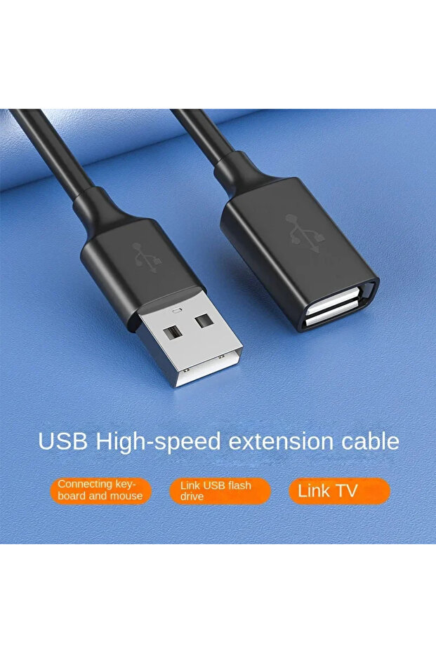 كابل تمديد USB أسود بطول 2 متر لأجهزة الكمبيوتر المحمول والتلفزيون والقرص الصلب المحمول SSD وكابل بيانات USB 2.0 من ذكر إلى أنثى