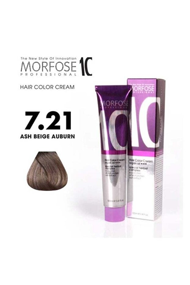 10 Hair Color Cream with Argan Oil - 7.21 Ash Blonde Iridescent, 100ml