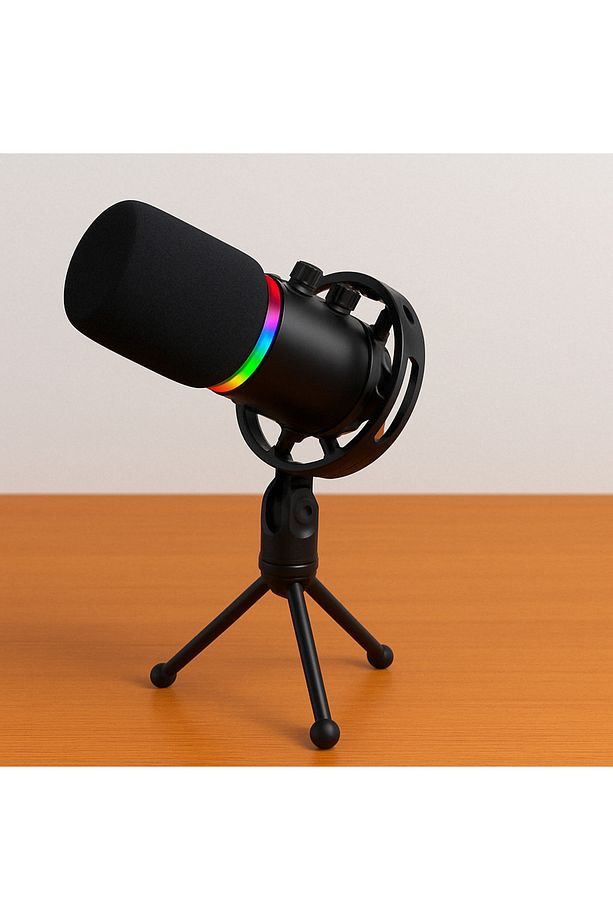 RGB Profesyonel Stüdyo Mikrofon Kayıt USB/XLR Çift Modlu Podcast Dinamik Mikrofon Masaüstü Q1 - 3