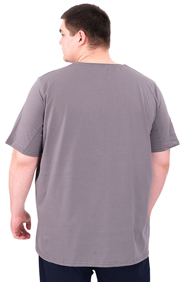 Ανδρικό μπλουζάκι Mode XL Plus Size με λαιμόκοψη OPTIMISTIC U25028 Smoked - 2