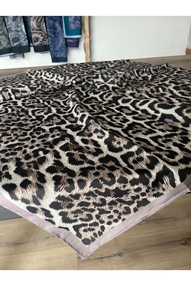 Leopard Pattern Soft Beige Scarf - 4