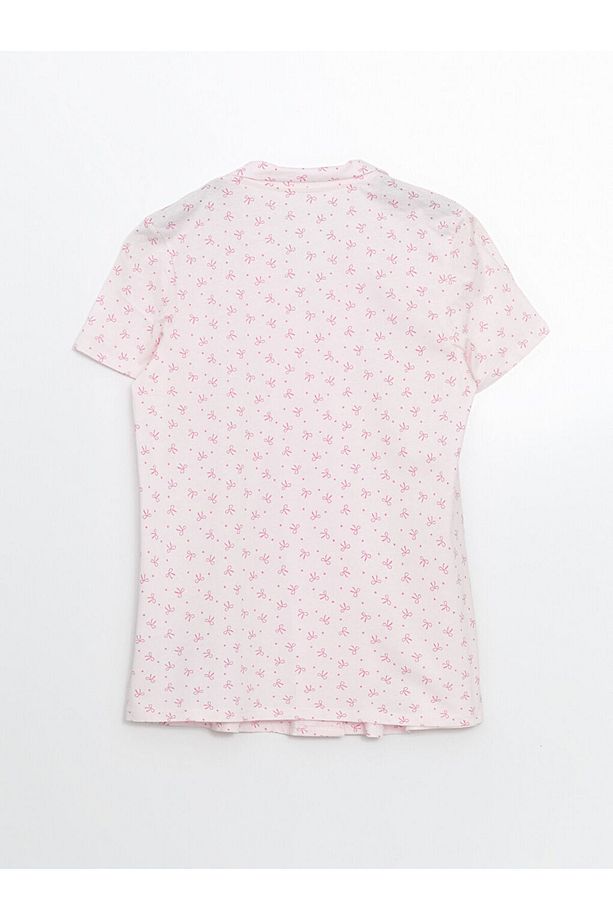 LCW DREAM Pembe Gömlek Yaka Desenli Hamile Şortlu Pijama Takımı - 6