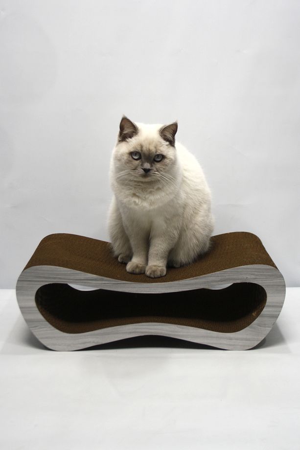 Karton Kedi Tırmalama Kanepesi - 4'lü Set - Gri Ahşap Desen - 4