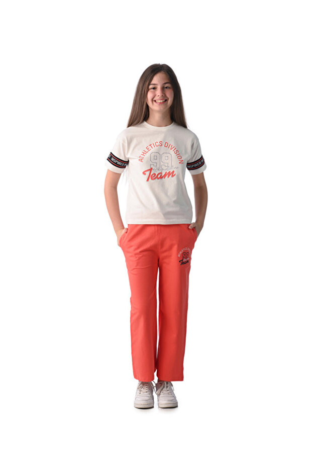 Girls' 2 Pc Set - Slogan Print Crop Top with Matching Bottom