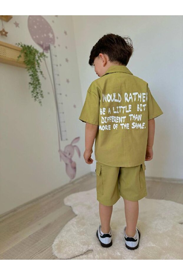 Gabardine Fabric Boy's Summer Style Bottom Top Set