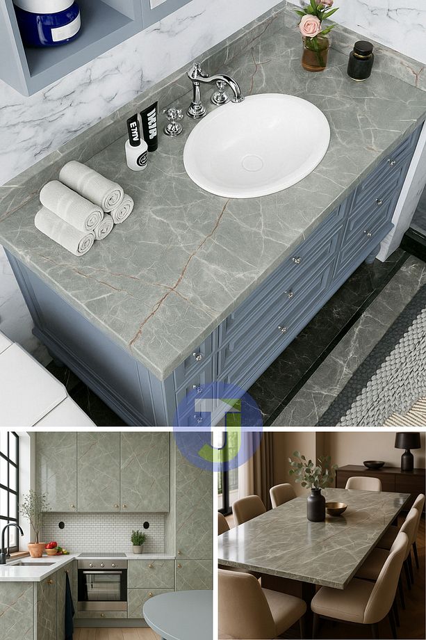 Kendinden yapışkanlı Mermer Desen Folyo Tezgah Mutfak Banyo Duvar Kaplama 60cmX100cm - 5