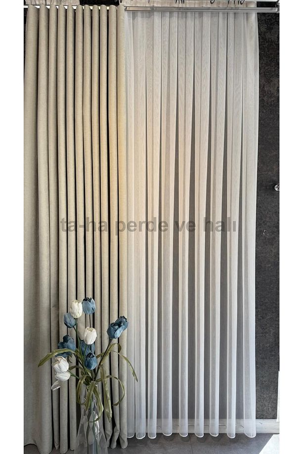 Simli Bambu 1-2,5 Normal Pile Tül Perde, Kırışmaz Ütü İstemez Gramajlı Simli Bambu Tül Perde - 1
