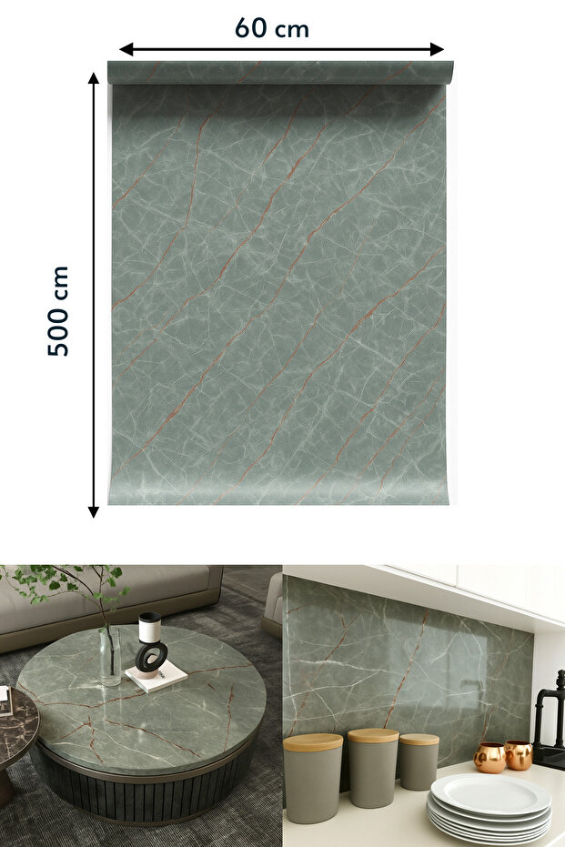 Kendinden yapışkanlı Mermer Desen Folyo Tezgah Mutfak Banyo Duvar Kaplama 60cmX500cm - 7