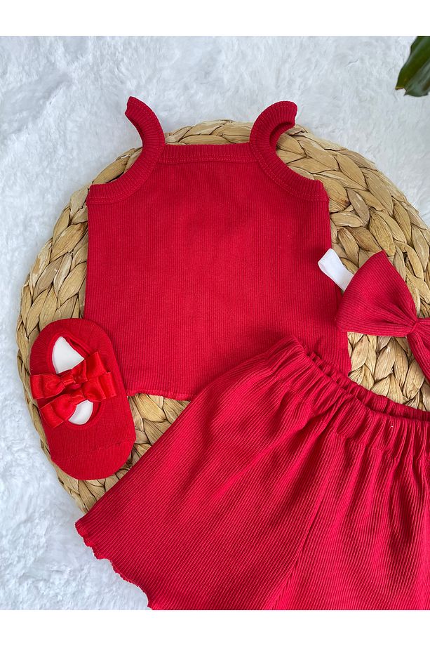 KIZ BEBEK & ÇOCUK KROP ŞORT BANDANA ÇORAP TAKIMI 4 LÜ SET - 2