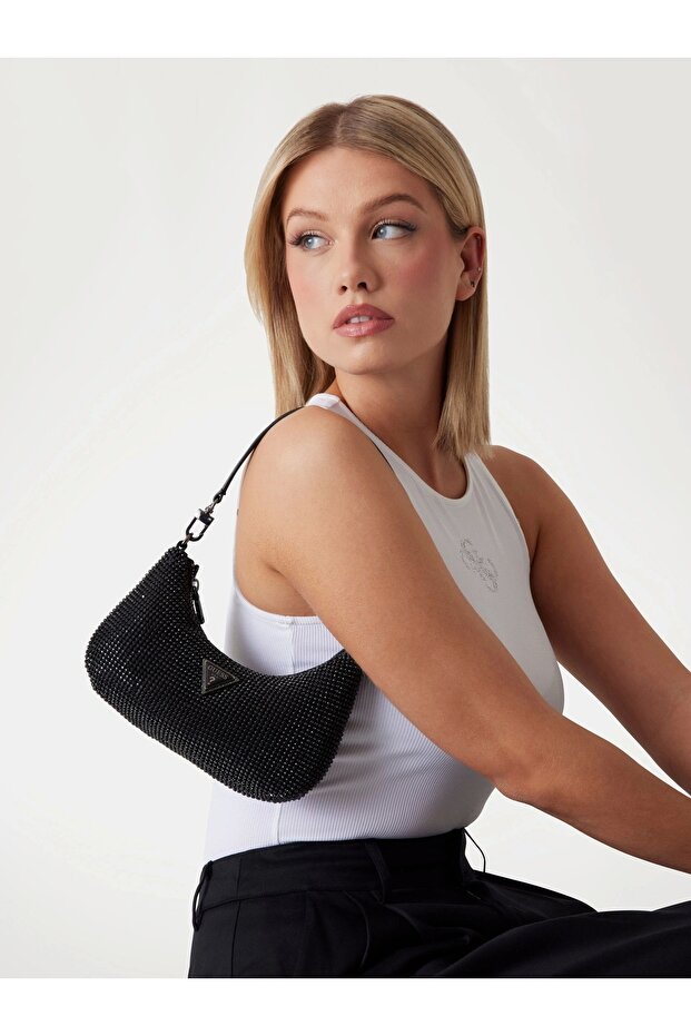 ZALINA MINI TOP ZIP SHLDR BAG Kadın Siyah Omuz Çantası HWRB9350720-BLA - 5