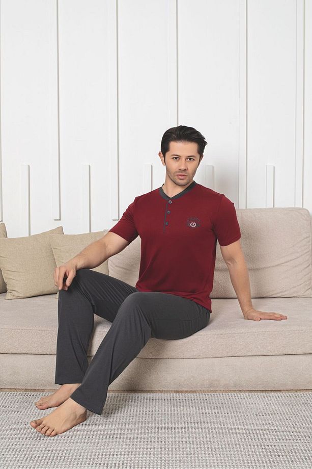 Erkek Pamuklu Örme Cepli Pijama Takımı - 2