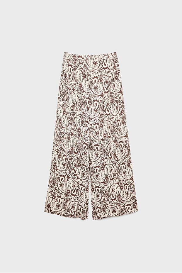 Desenli dökümlü palazzo pantolon - 6