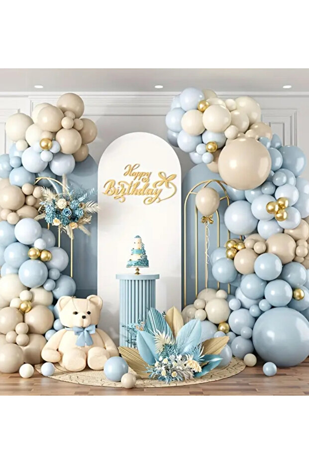 Sea Sand Gold Chrome Glass Blue Balloon Chain Set of 100