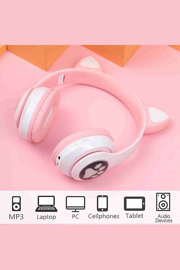 C30 RGB Ledli Kablosuz Bluetoothlu Kedi Tasarım Kulaklık - 4