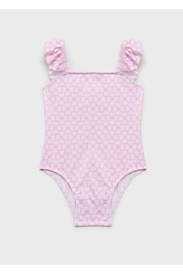 Flounce Strap Patterned Swimsuit - 4