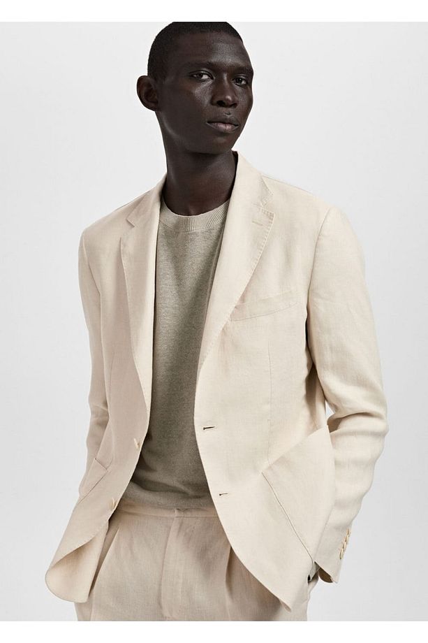 %100 Keten Slim Fit Salerno Blazer Ceket - 8