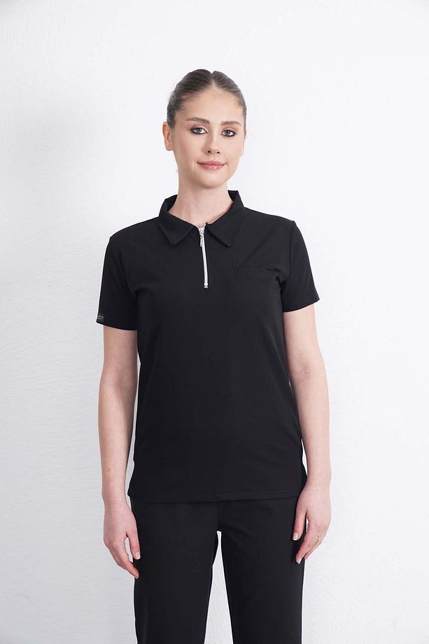 Exclusive Lycra Mor Kadın Tek Üst Fermuarlı Hemşire forması, Cerrahi Forma, Scrubs Üniforma - 5