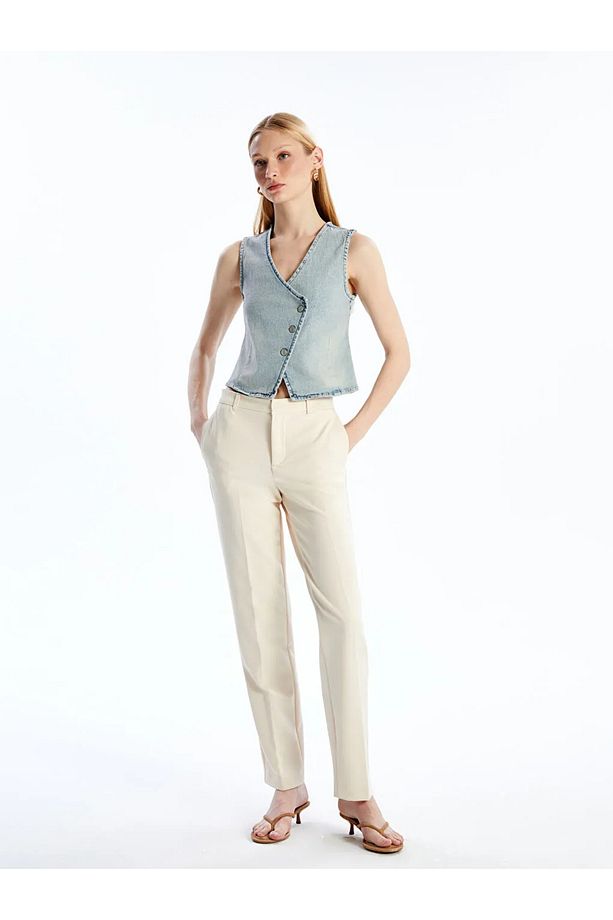 LCW Vision Ekru Standart Fit Kadın Pantolon - 1