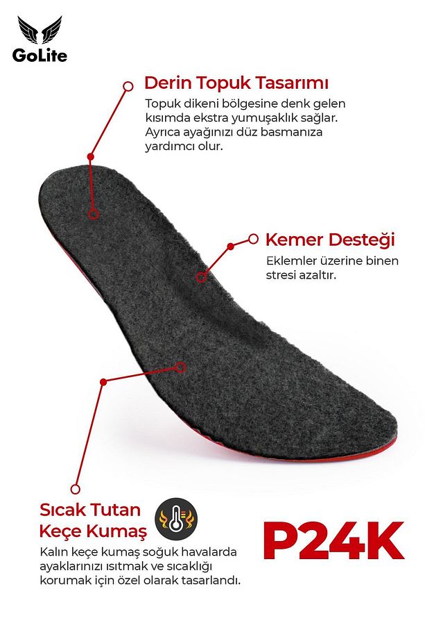 Sıcak Tutan Siyah Keçe Tabanlık, Yün Keçe Ayakkabı Iç Tabanı, Kışlık Ayakkabı Ve Bot Tabanı 1 Çift - 4
