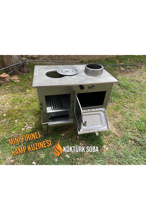 MİNİ FIRINLI KUZİNE SOBA BALKONDA ÇADIRDA EVDE KULLANILABİLİR SOBA BORUSU UYUMLU - 3