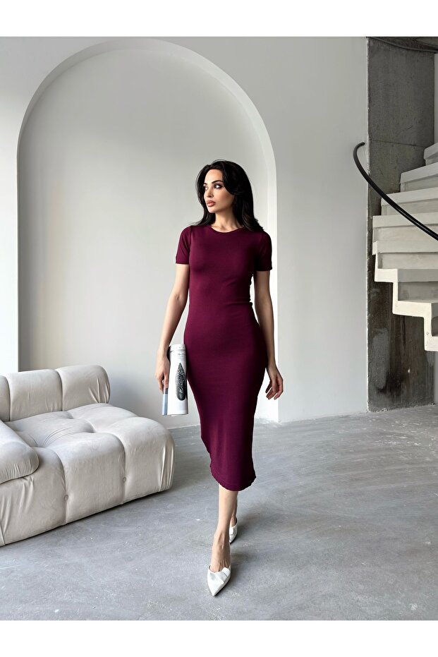 Rochie lungă Cold Thread cu mânecă scurtă B basic - 1