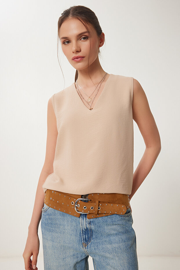 Women's Biscuit Sleeveless Ayrobin Blouse Gx00002