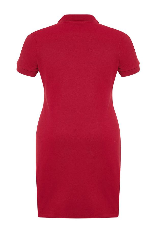 Bordo Polo Yaka Mini Örme Elbise TBBSS24AH00164 - 9