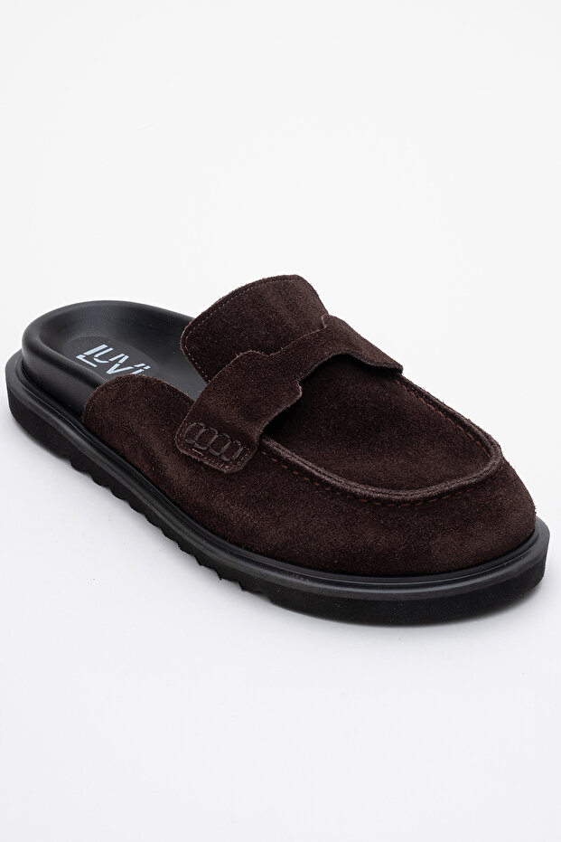 Dámské pantofle LAVEN Brown Suede z pravé kůže - 3