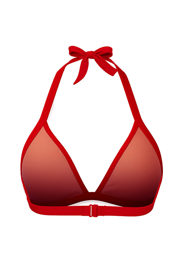 Kırmızı Drapeli Üçgen Kaplı Bikini Üstü TBESS25BU00051 - 5