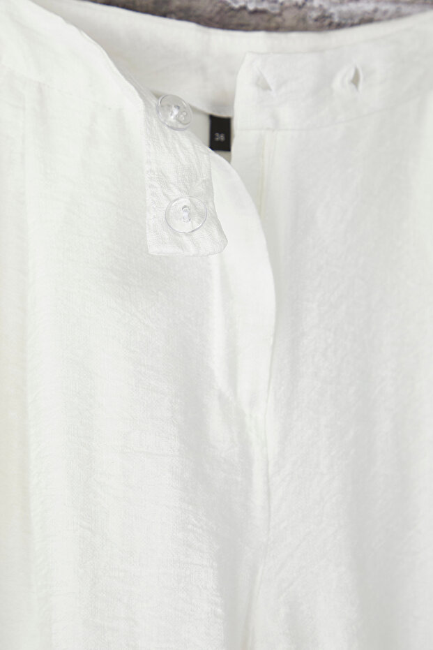 Beyaz Dokulu Wide Leg/Geniş Paça İnce Kumaş Astarlı Pantolon TWOSS25PL00113 - 8