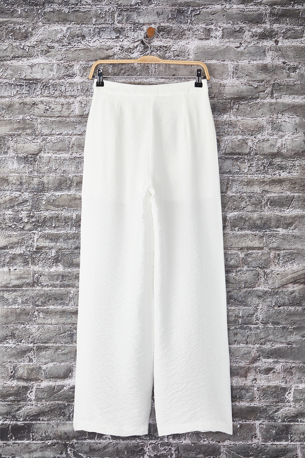 Beyaz Dokulu Wide Leg/Geniş Paça İnce Kumaş Astarlı Pantolon TWOSS25PL00113 - 6