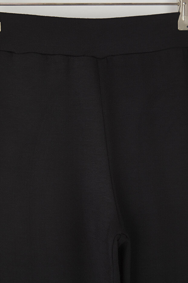 Siyah Pamuklu Kız Çocuk Biye Detaylı Wide Leg Örme Pantolon TKDSS25PL00015 - 7