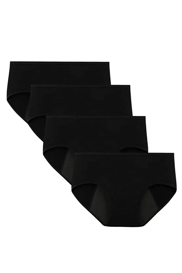 Pack of 4 Reusable Bamboo Cotton Menstrual Leak Proof Comfortable Soft Underwear, Menstrual Panties
