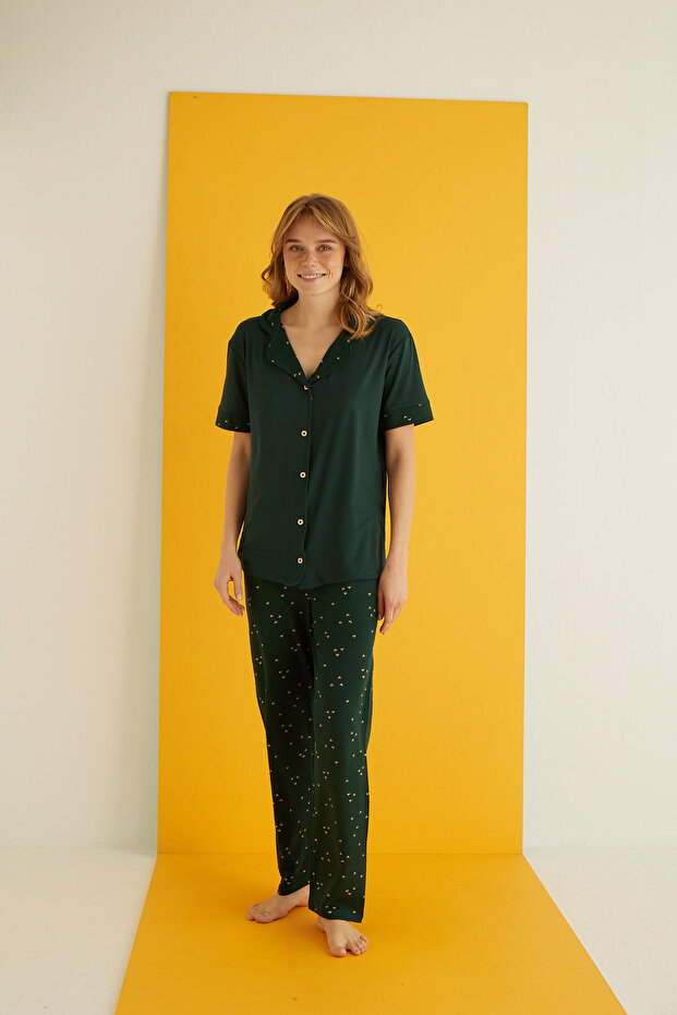طقم بيجامة بأزرار من الخيزران - 2