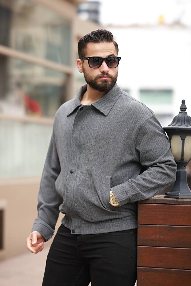 Unisex Oversized Light Thin Self-Patterned Spring Jacket - 2