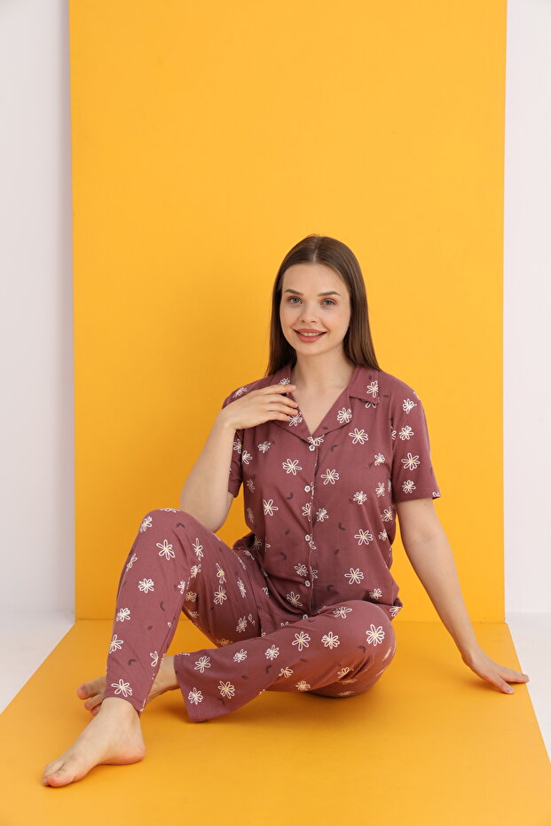 BAMBOO DÜĞMELİ PİJAMA TAKIMI - 1