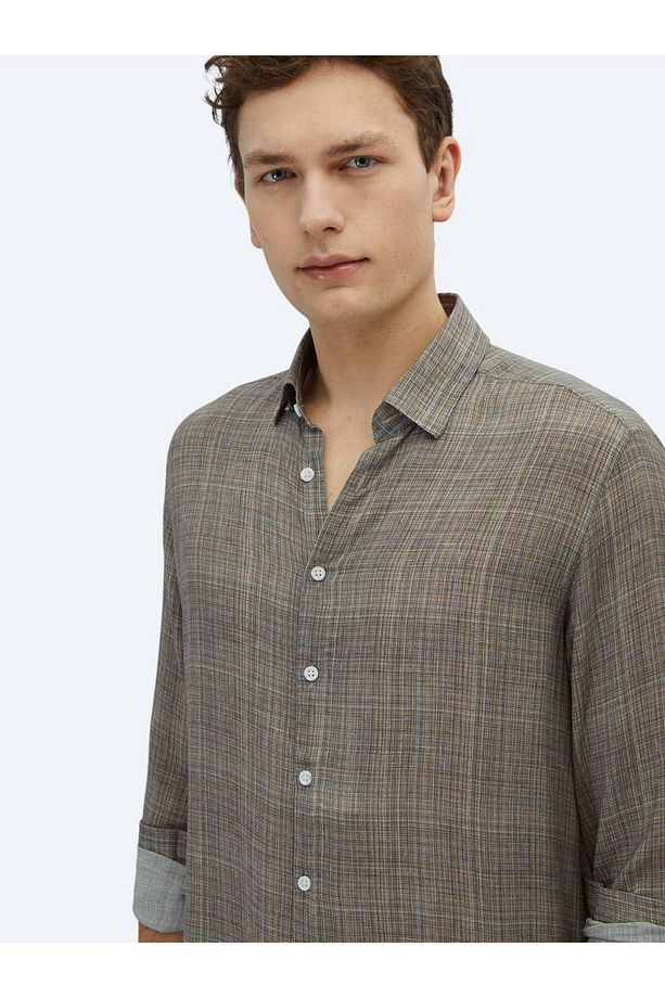 Vizon Baskılı Regular Fit Dokuma Casual Gömlek - 3