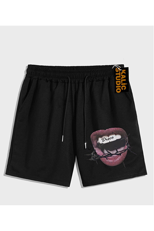 شورت صيفي أسود منقوش للجنسين من Bay Grillz