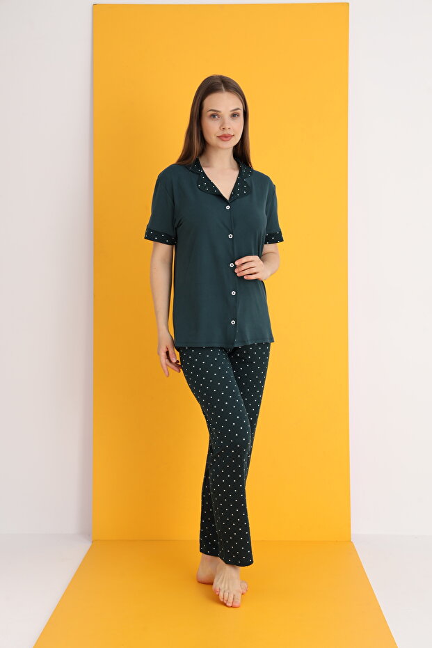 BAMBOO DÜĞMELİ PİJAMA TAKIMI - 2