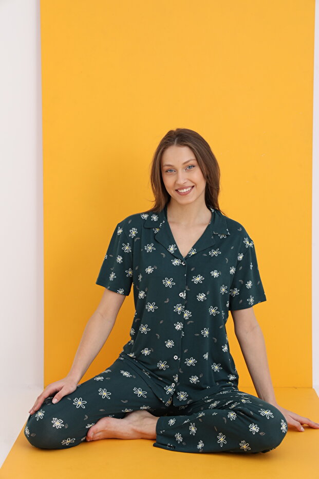 BAMBOO DÜĞMELİ PİJAMA TAKIMI - 1