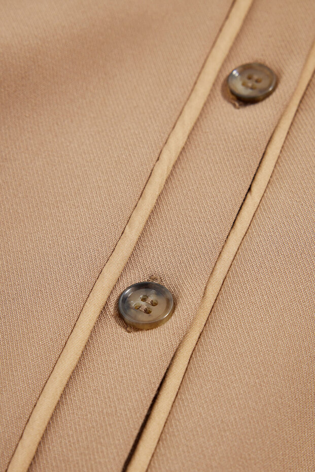 BEJ MİNİ O YAKA ELBİSE - 4