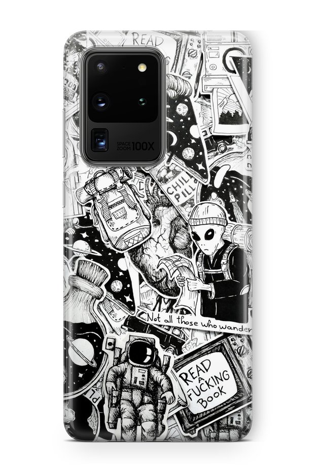 حافظة شفافة مطبوعة بتصميم بطارية باردة متوافقة مع هاتف Samsung Galaxy S20 Ultra