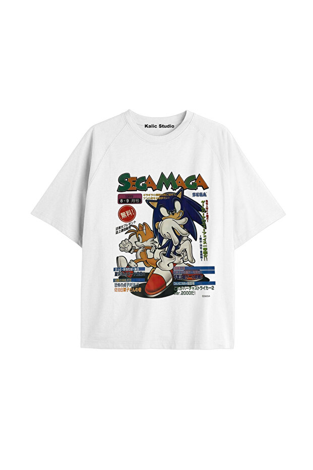 Unisex Mr. Sonic Patterned White Summer T-Shirt