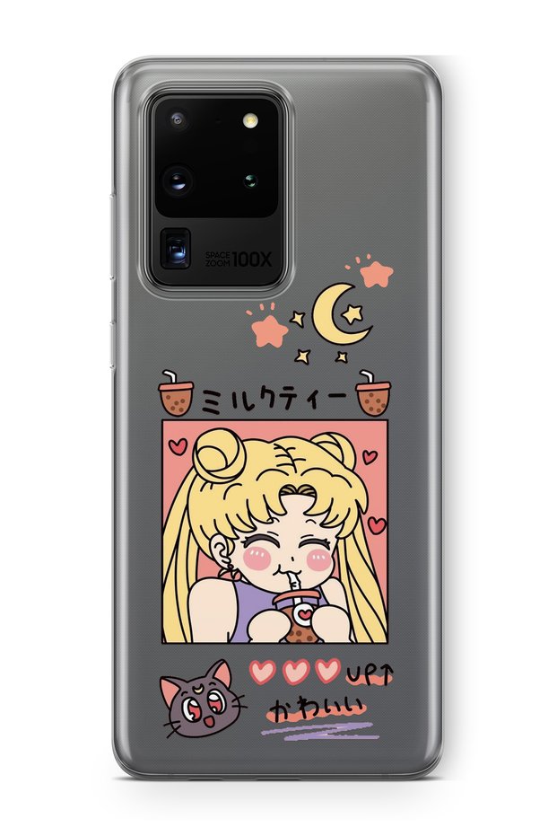 Samsung Galaxy S20 Ultra Compatible Kawaii Girl Design Printed Transparent Case