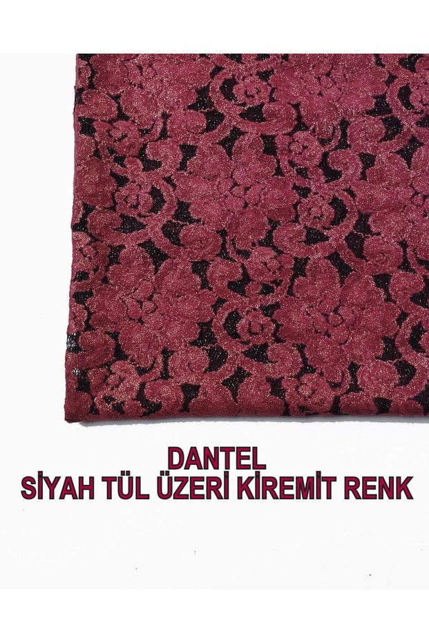 Lace in Black with Glitter in Brick Colors Width: 135 cm